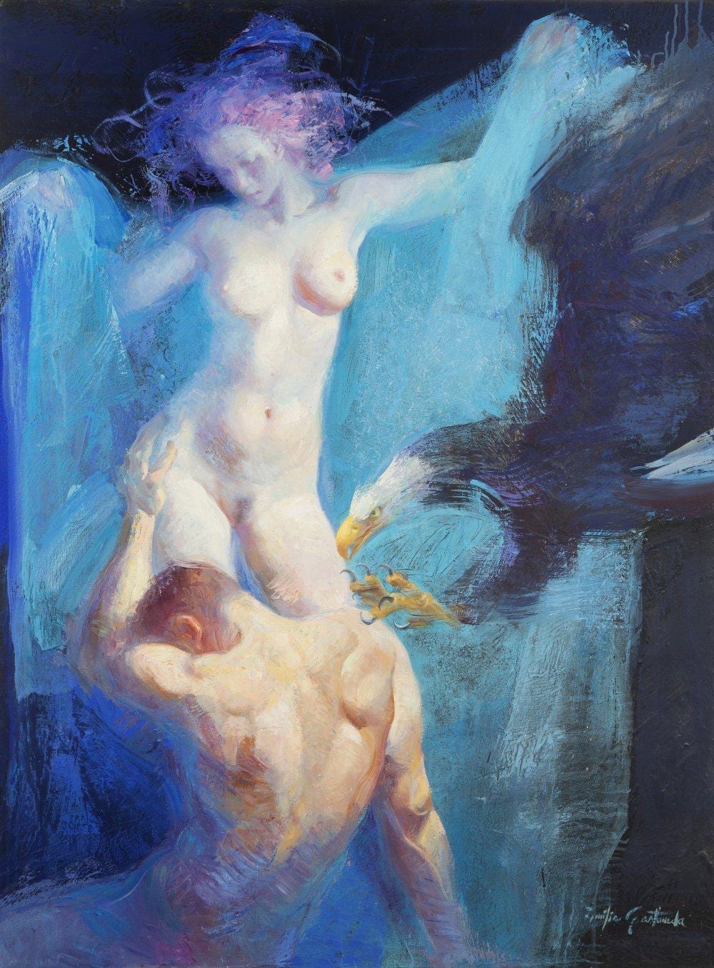 Emilia Castañeda comparable auction result: emilia casta eda mart nez madrid 1943 the hunt oil on canvas signed in the lower right corner