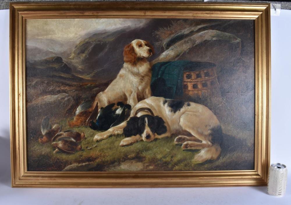 John Gifford comparable auction result: john gifford c1900 oil on canvas hounds within a highland landscape 104 cm x 74 cm
