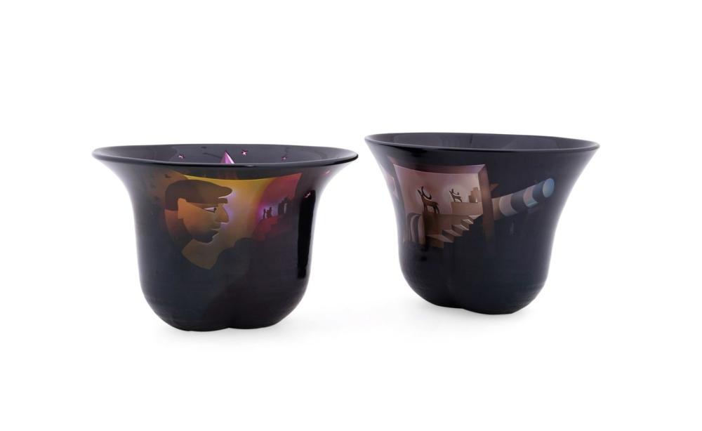VALLIEN FOR KOSTA BODA, TWO 'UNIQUE' GLASS BOWLS sold by Ahlers & Ogletree Inc., lot 68 — auction record photograph