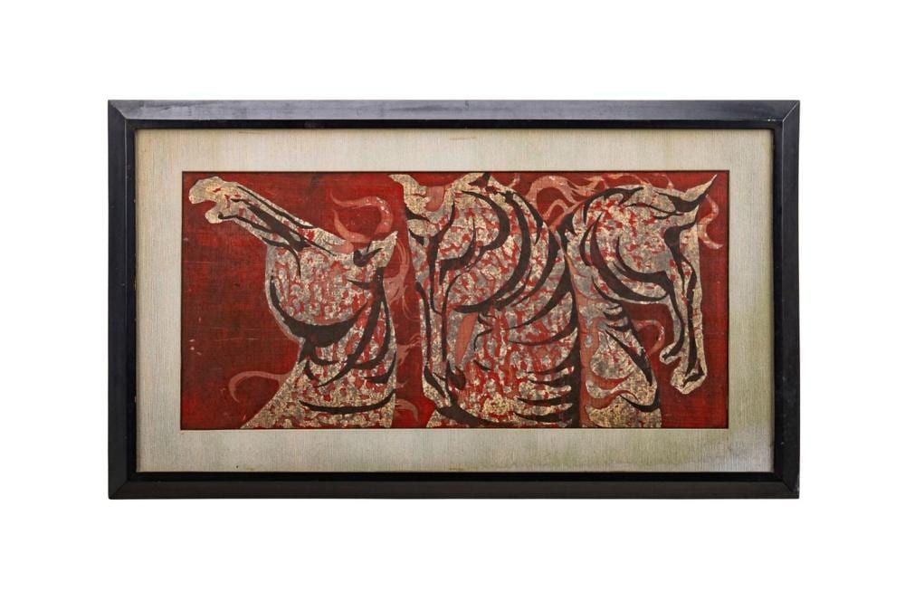 Tadashi Nakayama comparable auction result: tadashi nakayama three horses 1960 woodblock