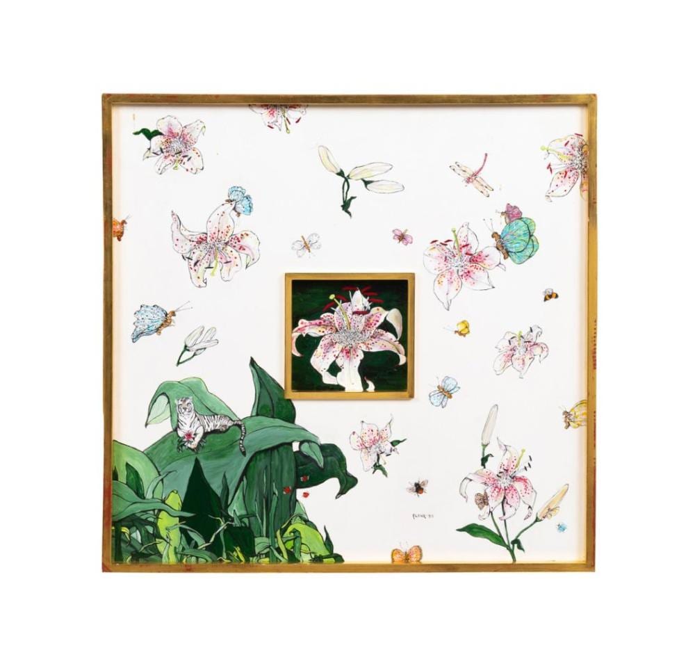 Fleur Cowles comparable auction result: fleur cowles lily world 1989 oil on masonite