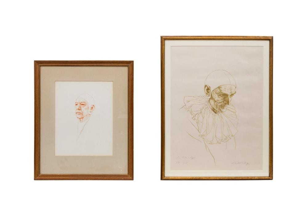 Robert Vickrey comparable auction result: robert vickrey clown drawing lithograph