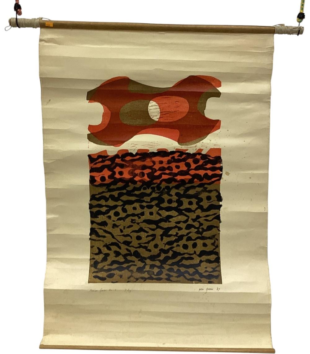 Peter Green comparable auction result: peter green signed numbered marine form no 1 woodcut on paper