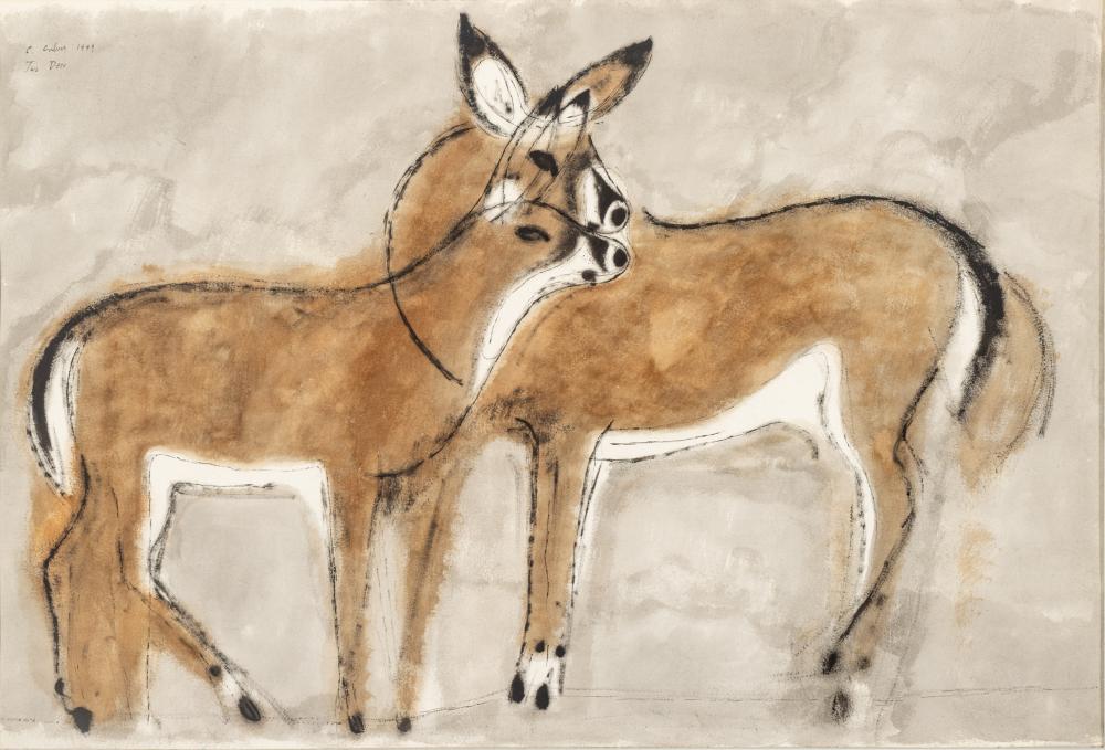 Charles Culver comparable auction result: charles culver american 1908 1967 watercolor on wove paper 1949 two deer h 25 5 w 38 frame size h 38 w 50