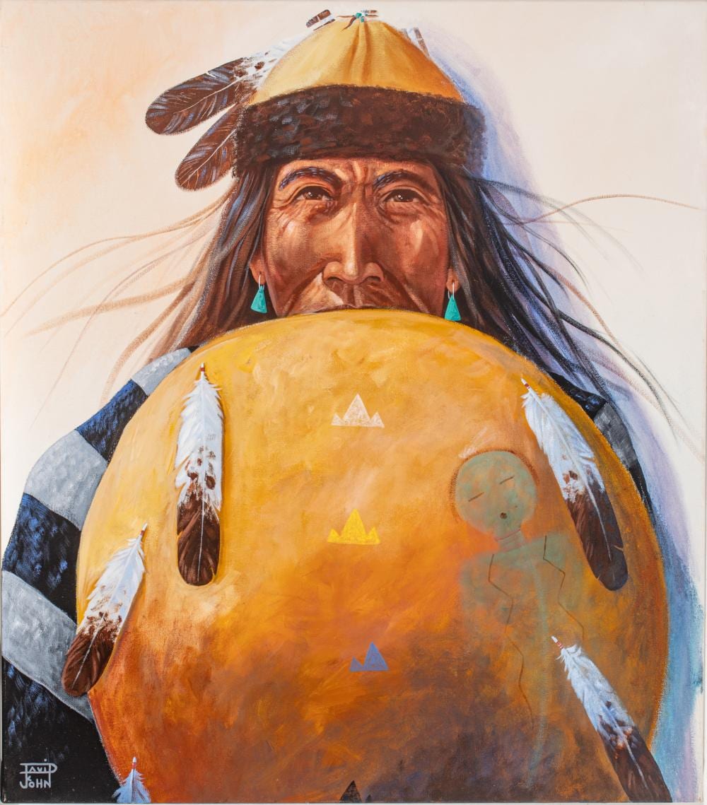 David K. John comparable auction result: david k john american navajo b 1963 oil on canvas warrior h 34 w 30