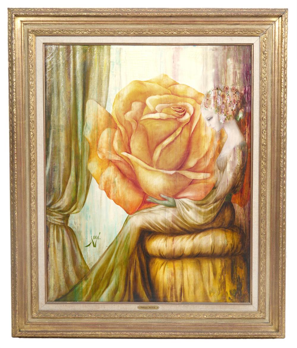 Philippe Auge comparable auction result: philippe auge femme avec une fleur painting