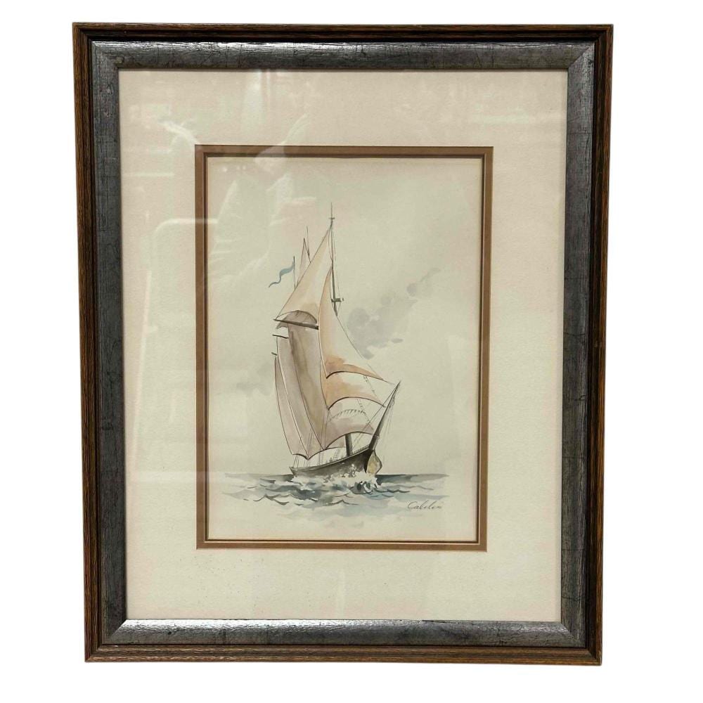 Alfredo Caldini comparable auction result: alfredo caldini italian b 1917 watercolor title full mast