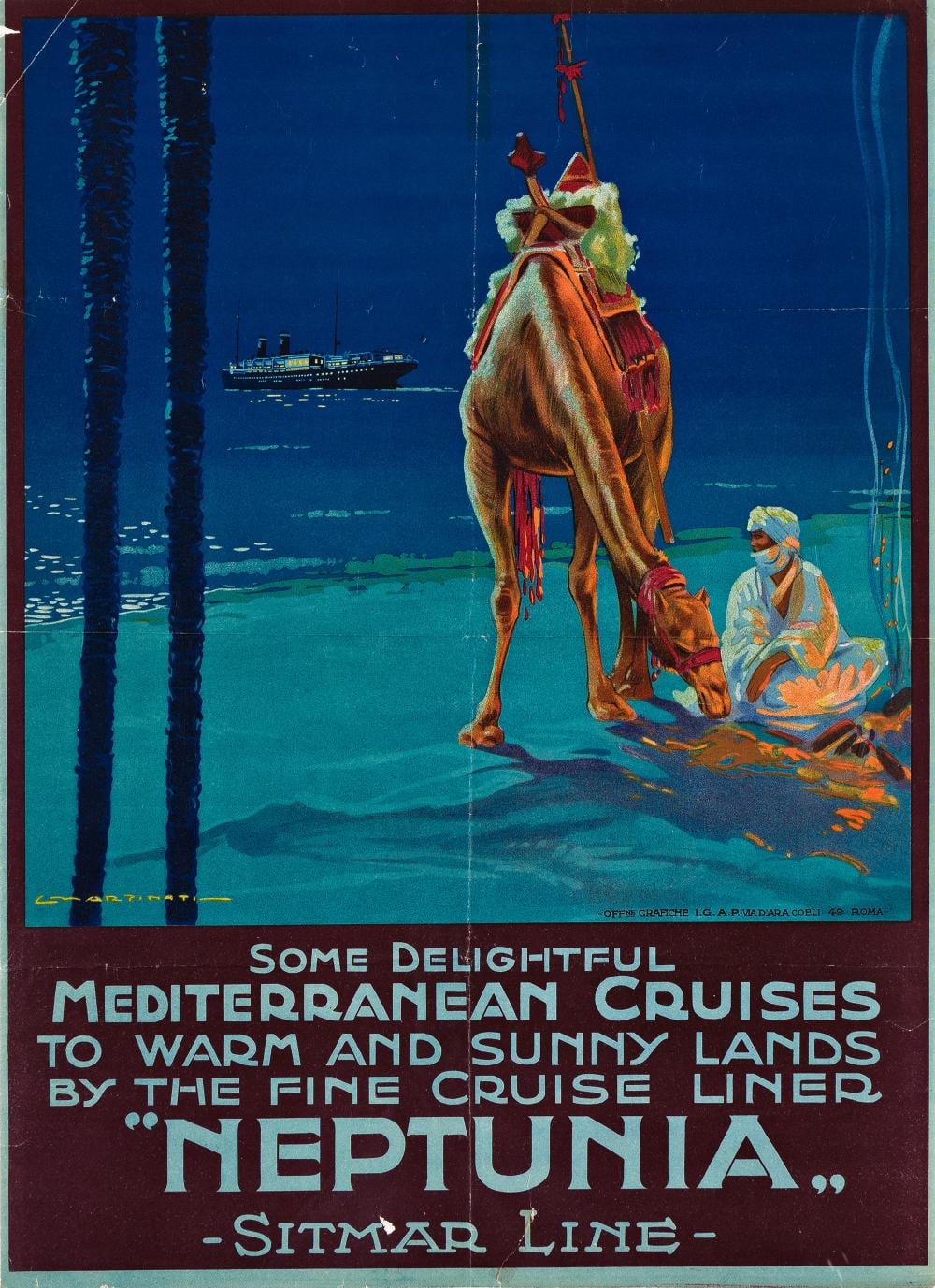 Luigi Martinati comparable auction result: luigi martinati neptunia sitmar line mediterranean cruises circa 1926
