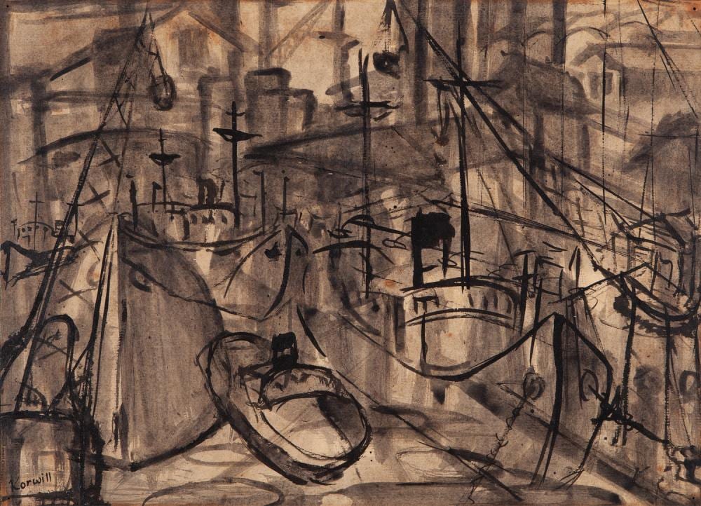 Ferdinand Voet comparable auction result: ferdinand ferry korwill fremantle harbour mixed media