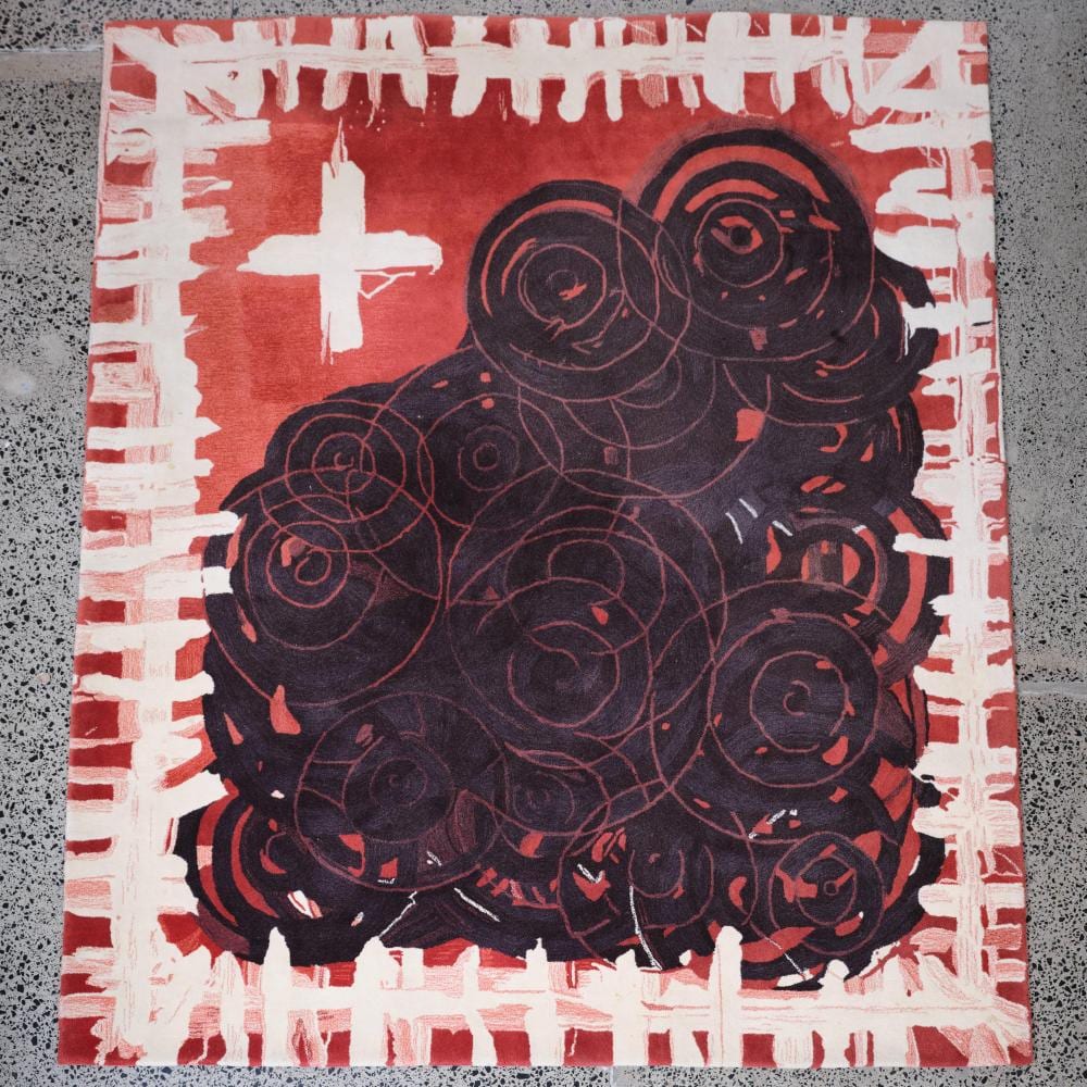 Clinton Nain comparable auction result: clinton nain australian b 1971 no where to walk rug 225 x 270 cm