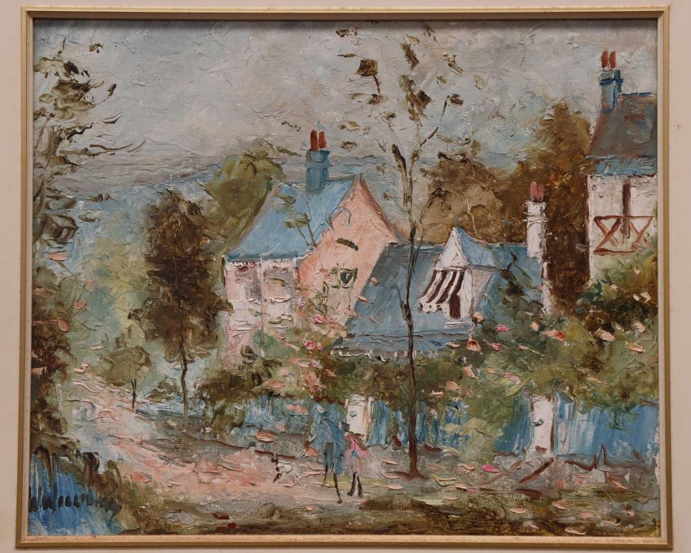 Wilmotte Williams comparable auction result: wilmotte williams aus 1916 1992 white gates and blue hills oil on board signed lower left approx 37cm x 45cm
