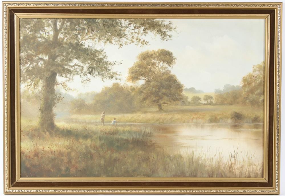 david dipnall 1941 2023 boys on a riverbank oil on canvas signed 49 x 75cm · John Nicholson's Fine Art Auctioneers & Valuers · 2026-02-11 David Dipnall comparable auction result: david dipnall 1941 2023 boys on a riverbank oil on canvas signed 49 x 75cm