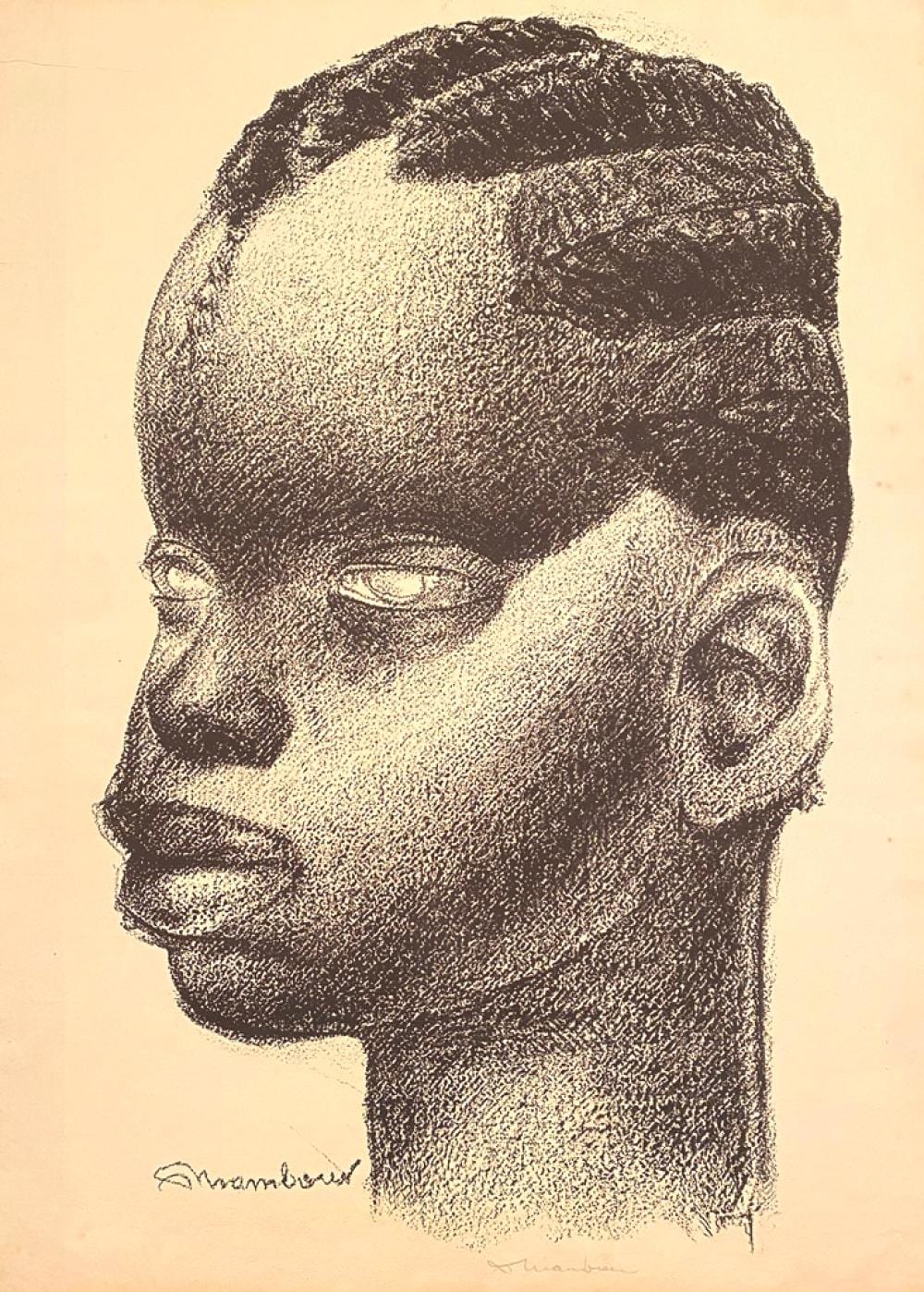 Auguste Mambour comparable auction result: auguste mambour belgian 1896 1968 t te de jeune fille head of a young girl lithograph pencil and plate signed at base the subj