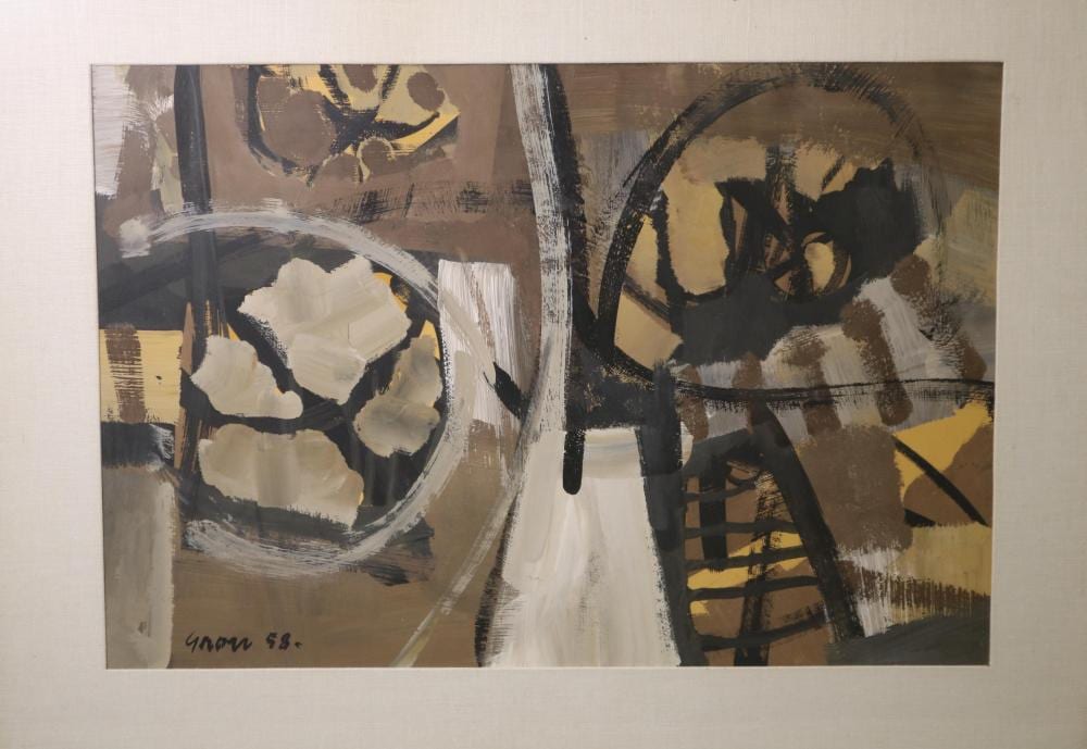 Sidney Gross comparable auction result: sidney gross american 1921 1969 abstract 1958 oil on paper sight 21 x 14 5 frame 28 5 x 22 inches