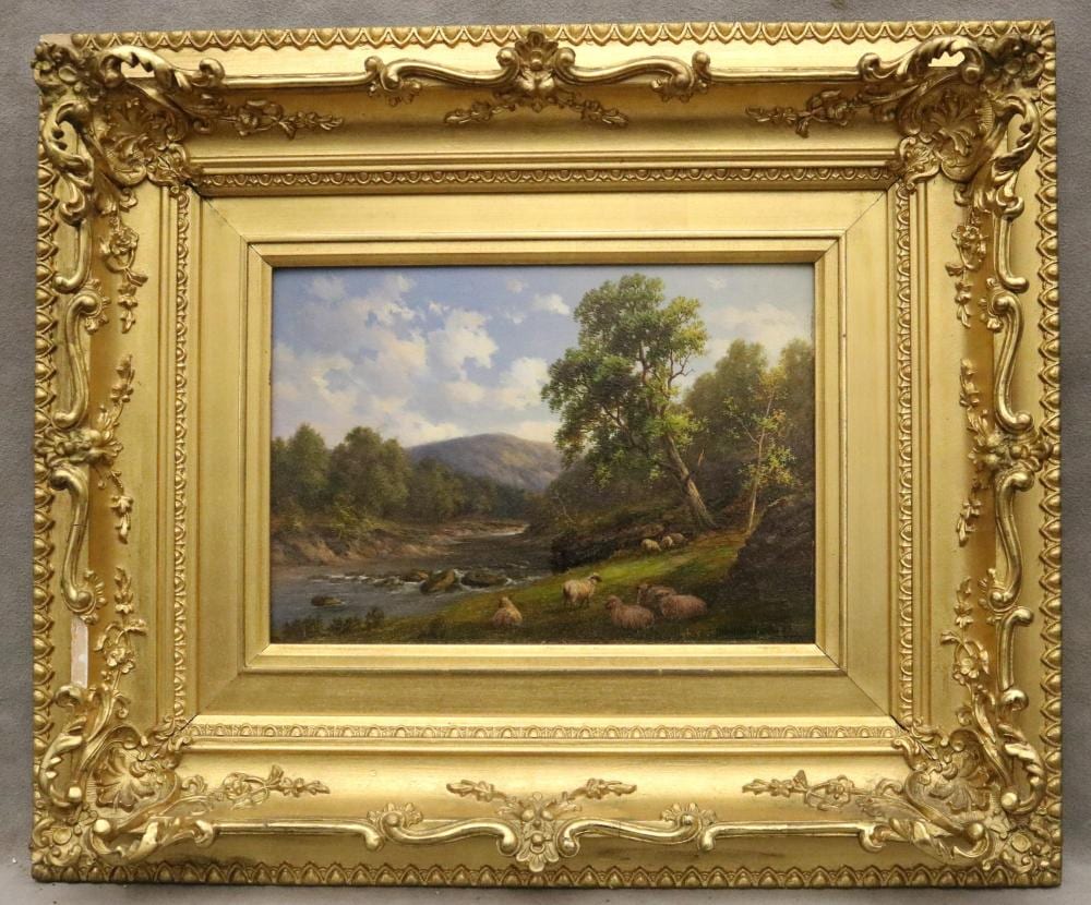 Henry Harold Vickers comparable auction result: henry harold vickers english 1851 1918 sheep grazing by stream in mountain landscape oil on metal panel artwork 8 5 x 10 75 inches excluding frame