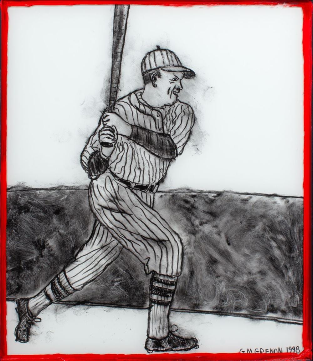 Gregory Grenon comparable auction result: gregory grenon or pinstripes oil on glass