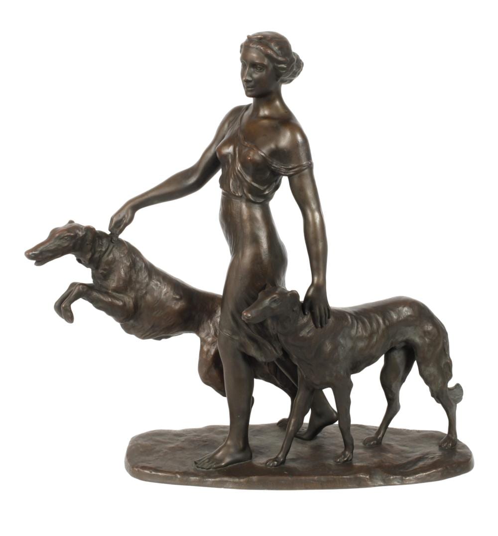 Rudolf Kaesbach comparable auction result: rudolf kaesbach diana mit windhunden