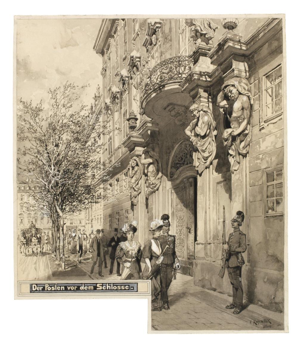 Franz Kopallik comparable auction result: franz kopallik der posten vor dem schlosse