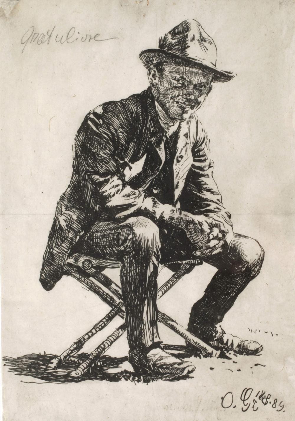 Otto Greiner comparable auction result: otto greiner junger mann auf klapphocker