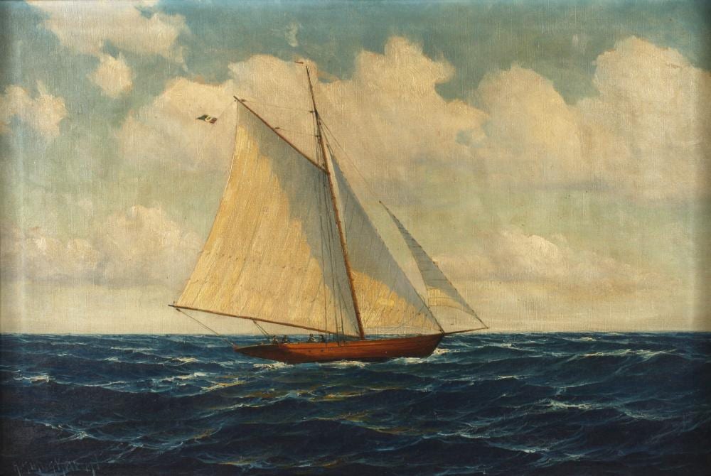 Adolf Schuhknecht comparable auction result: adolf schuhknecht segelyacht auf dem meer