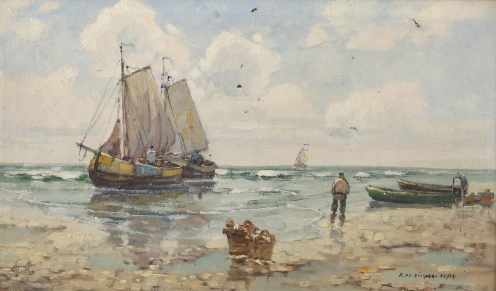 F. Max Richter-Reich comparable auction result: franz max richter reich fischer am strand