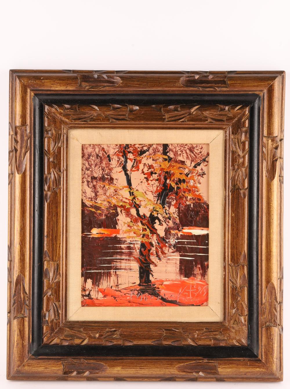 Morris Katz comparable auction result: morris katz poland 1931 2010 oil on board fall scene 1974
