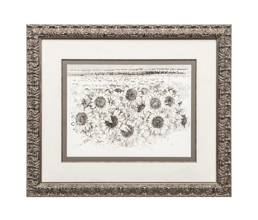 Lamar Dodd comparable auction result: lamar dodd sunflowers in black gray watercolor