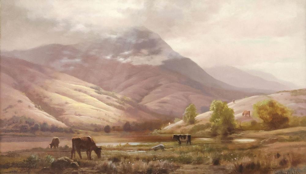 Gordon Coutts comparable auction result: gordon coutts 1868 1937 western painting cattle grazing landscape