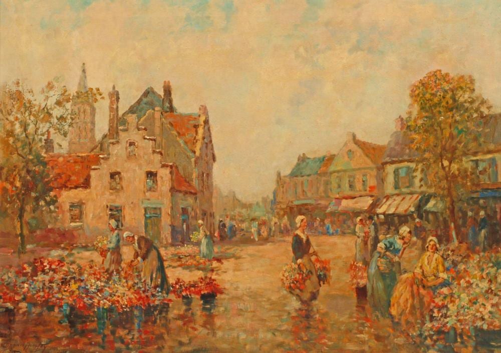 Dennis Ainsley comparable auction result: dennis ainsley 1880 1952 impressionist painting flower market