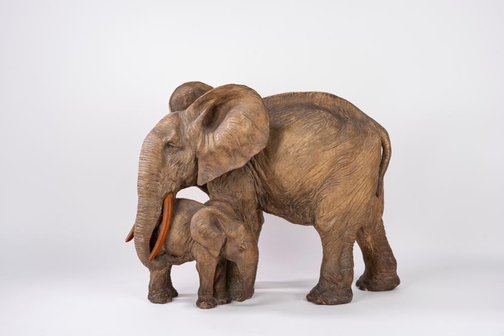 Guido Cacciapuoti comparable auction result: guido cacciapuoti napoli 1892 1953 elephant and baby elephant