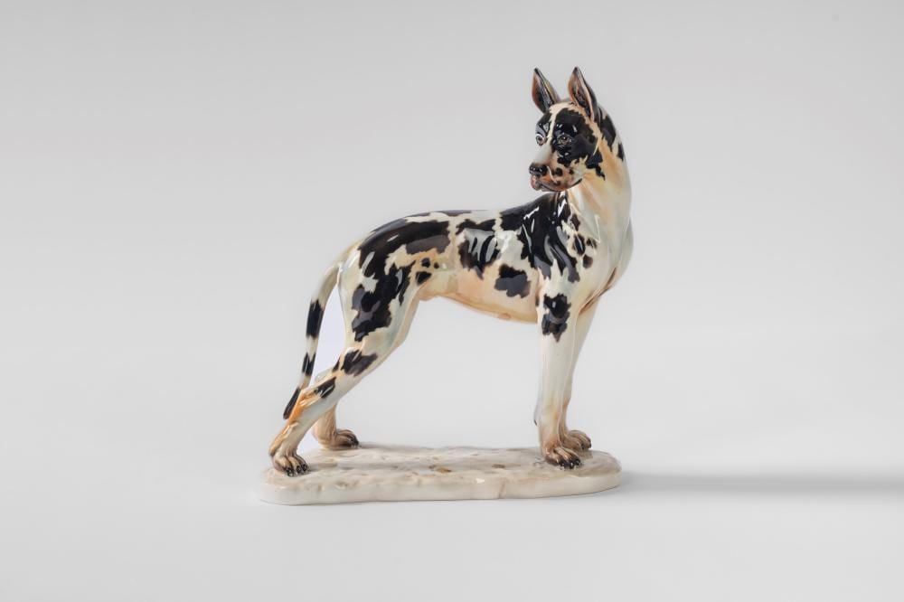 Guido Cacciapuoti comparable auction result: guido cacciapuoti napoli 1892 1953 harlequin great dane in polychrome porcelain on a base