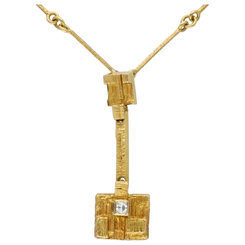 Björn Weckström comparable auction result: lapponia thai 18k yellow gold necklace set with diamond by bj rn weckstr m