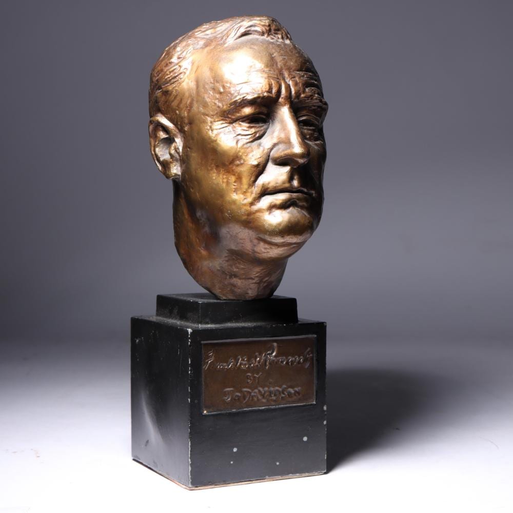 Josef Kienlechner comparable auction result: jo joseph davidson american 1883 1952 franklin delano roosevelt 1934 bronze bust sculpture 10 h x 3 3 4 w