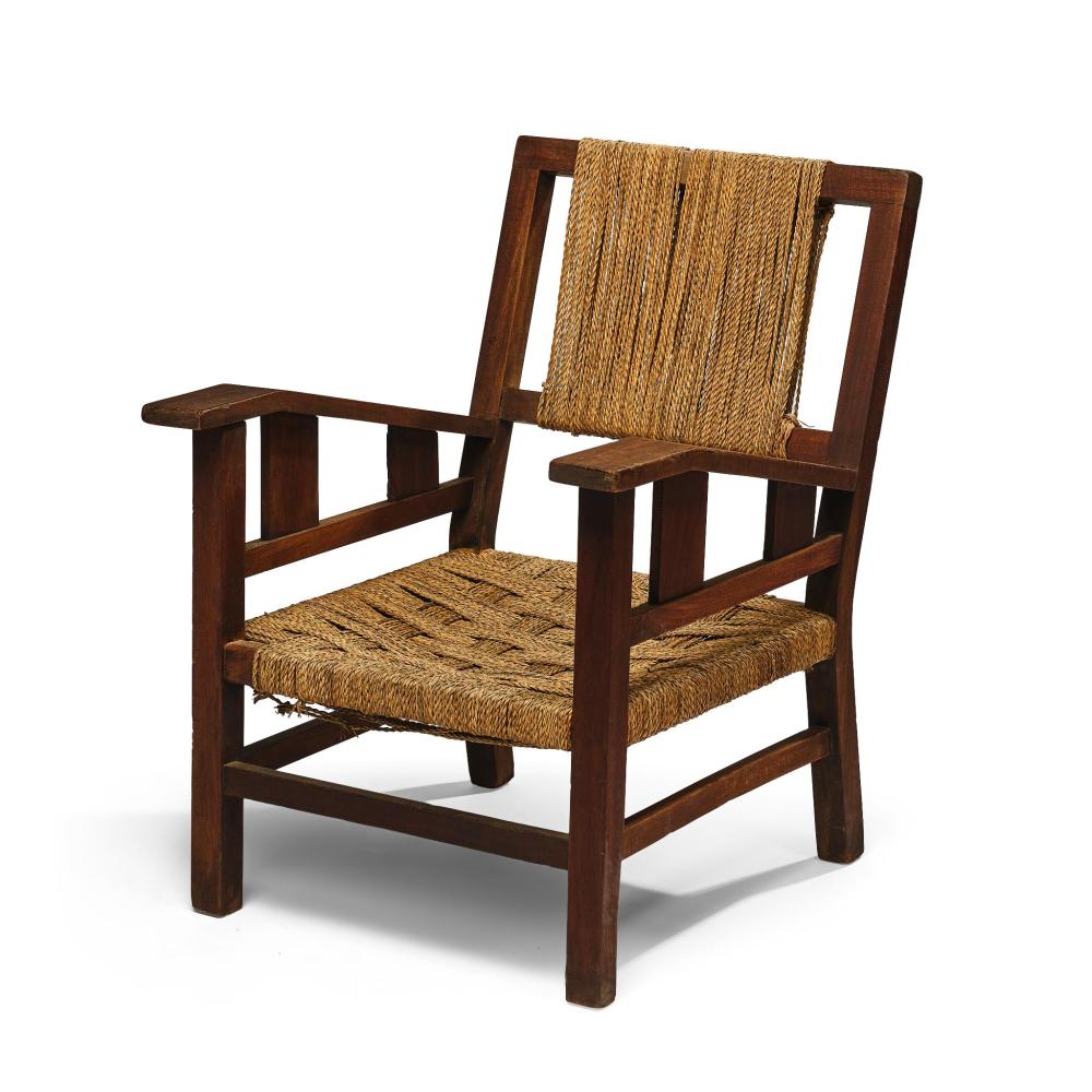 Francis Jourdain comparable auction result: francis jourdain 1876 1958 fauteuil en h tre teint acajou dossiers droits et larges consoles d accotoirs