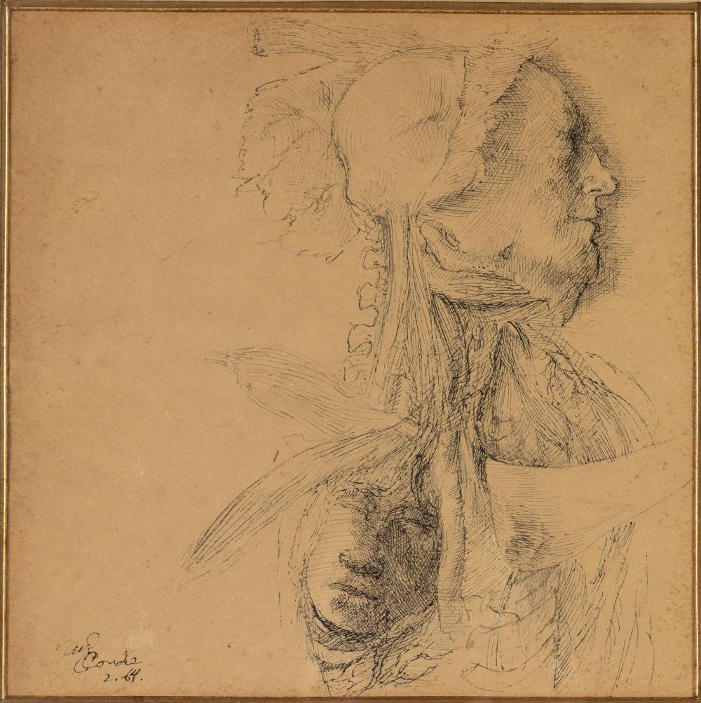 Miguel Condé comparable auction result: miguel conde b 1939 study of two faces pencil