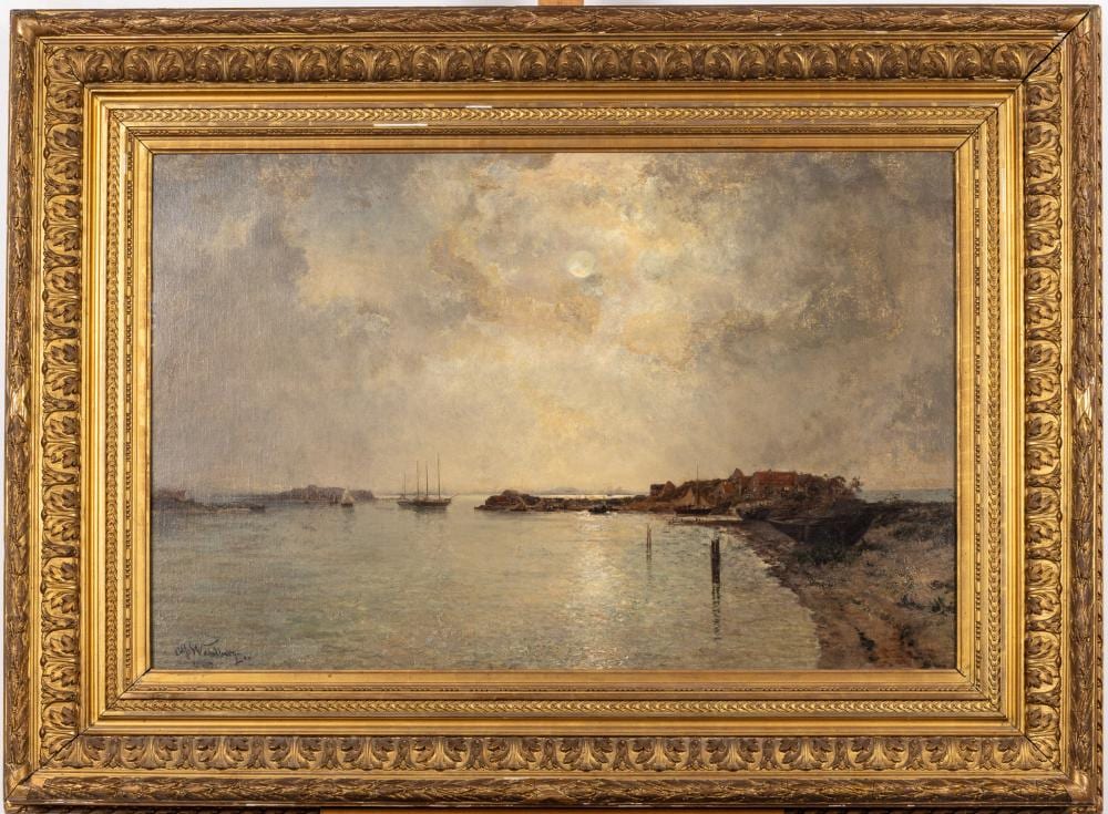 alfred wahlberg 1834 1906 moonlit harbor o c · Everard Auctions and Appraisals · 2026-02-25 Alfred Wahlberg comparable auction result: alfred wahlberg 1834 1906 moonlit harbor o c
