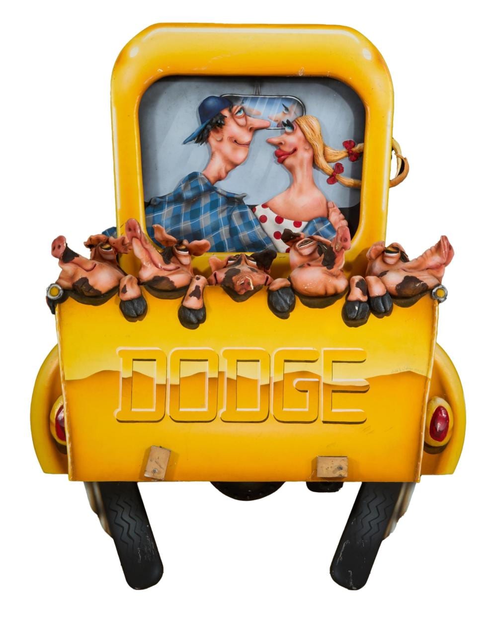 Todd Warner comparable auction result: todd warner american texas 1945 2022 five little piggies in the back of a dodge pickup h 60 in w 45 in d 12 in