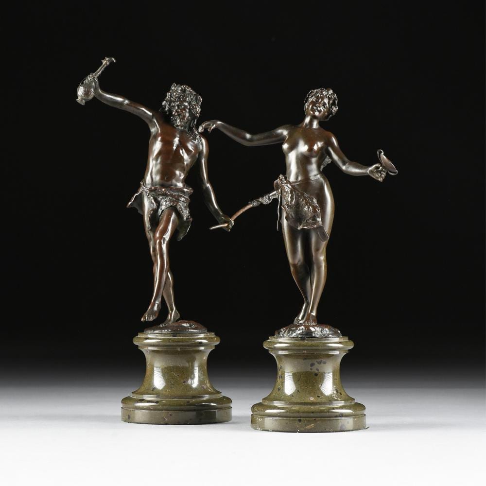 Paul Ludwig Kowalczewski comparable auction result: paul ludwig kowalczewski polish german 1865 1910 a pair of bacchic revelers 19th 20th century largest 14 1 4 x 12 3 4 x 5 in 36 2 x 32 4 x 12 7 cm