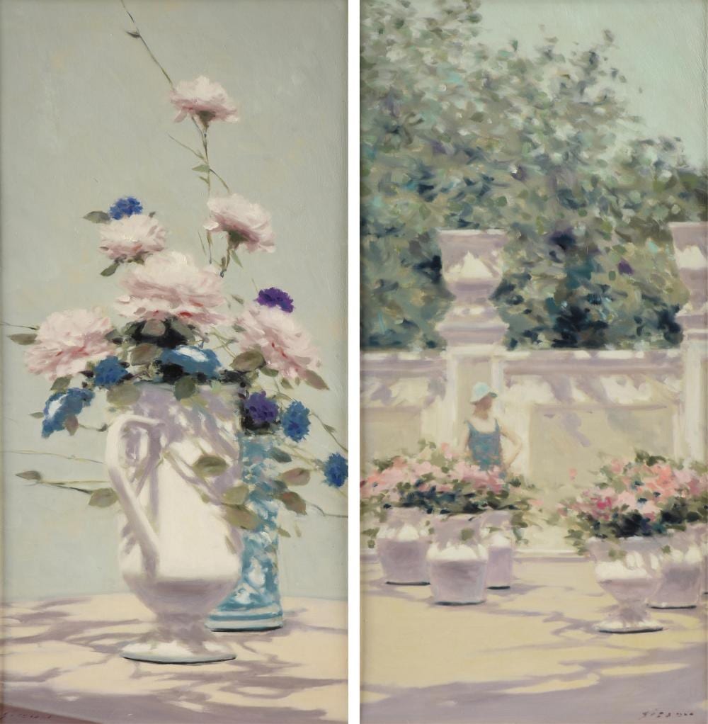 Andrea (1695) Locatelli comparable auction result: andre gittelson gisson american 1921 2003 two paintings floral scenes untitled 20th century 24 x 12 in 61 x 30 5 cm frames 34 3 4 x 22 3 4 in 88 3 x 57 8 cm