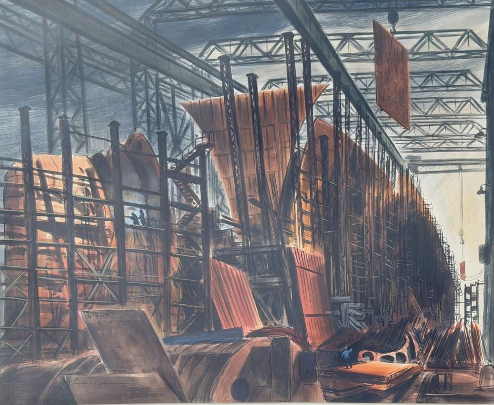 Frederic James comparable auction result: frederic james kansas city 1915 1985 industrial watercolor