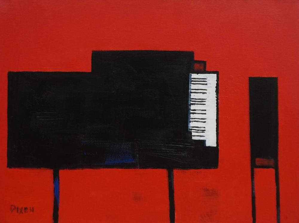 Samuel Dixon comparable auction result: samuel dixon american 20th century red and the piano two oils on canvas each signed and each unframed larger 30 x 30 in 76 2 x 76 2 cm