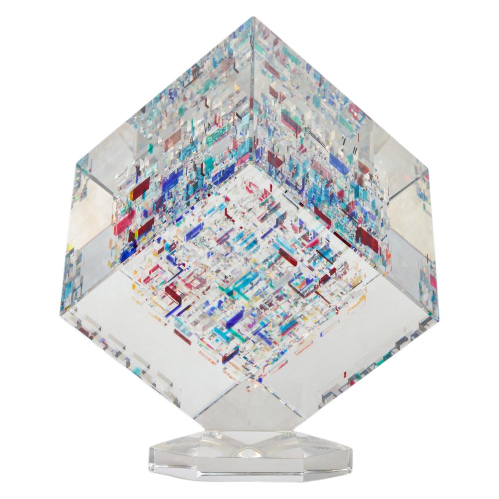 Jon Kuhn comparable auction result: jon kuhn b 1949 judah s star glass cube sculpture