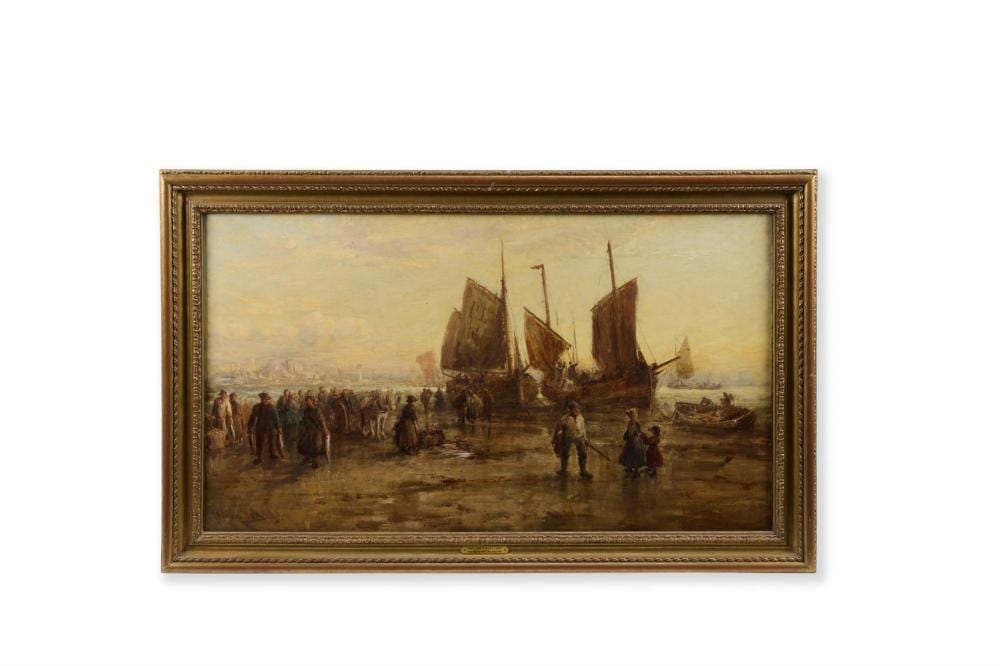 William Edward Webb comparable auction result: william edward webb british 1862 1903 unloading the catch peel isle of wight