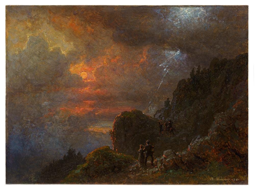 carl robert kummer salzkammergut mit abendlichem gewitter 1881 · Schmidt Kunstauktionen Dresden OHG · 2026-03-07 Robert Kummer comparable auction result: carl robert kummer salzkammergut mit abendlichem gewitter 1881
