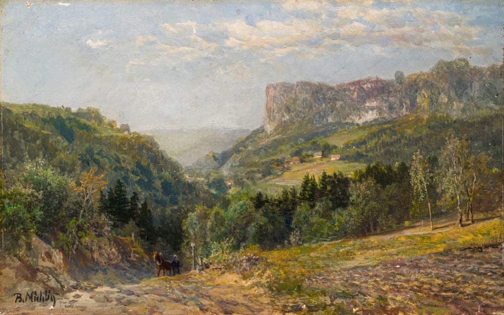 Bernhard Mühlig comparable auction result: bernhard m hlig pferdefuhrwerk in der s chsisch b hmischen schweiz um 1909
