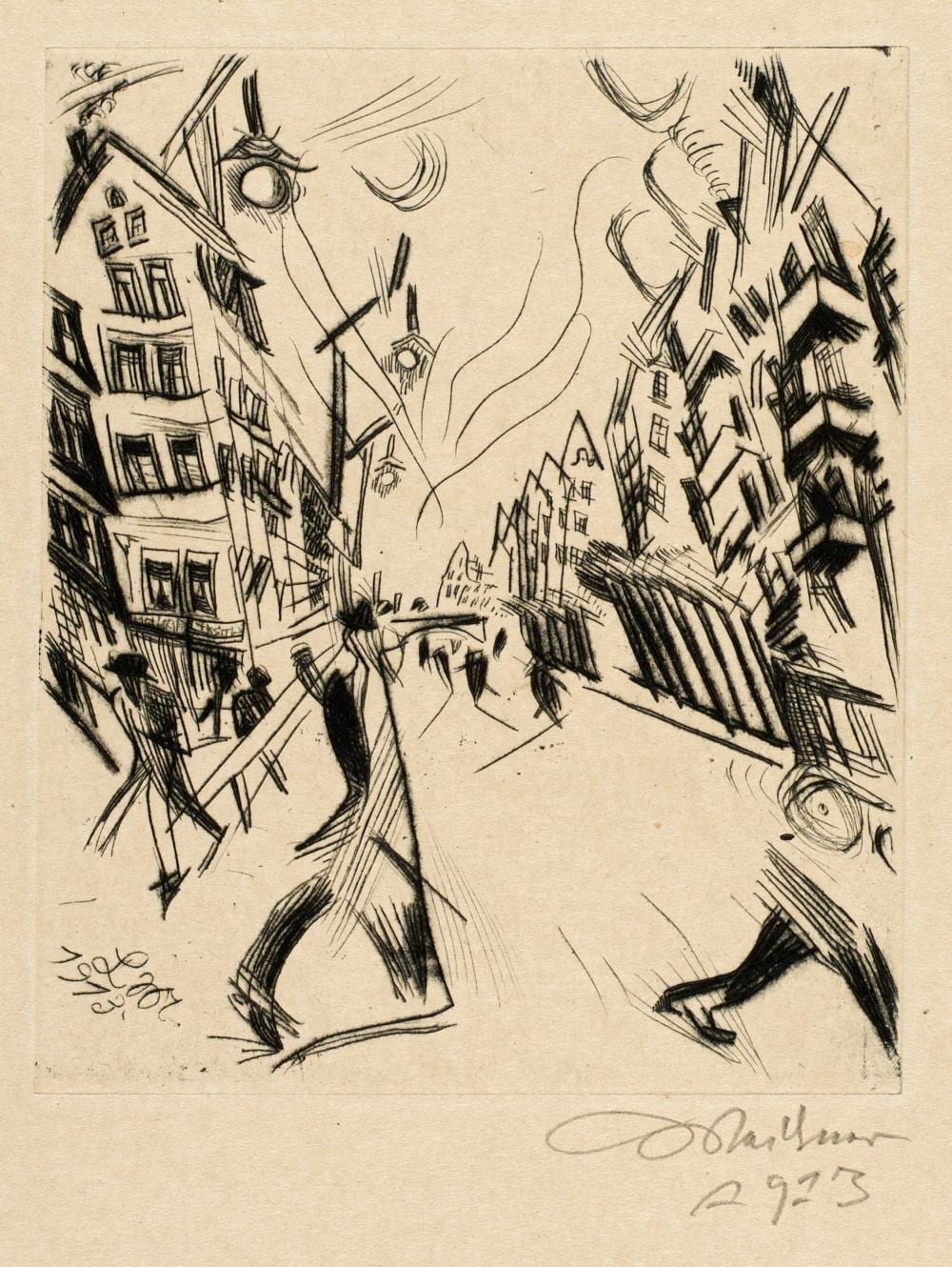Ludwig Meidner comparable auction result: ludwig meidner stra e in wilmersdorf 1913