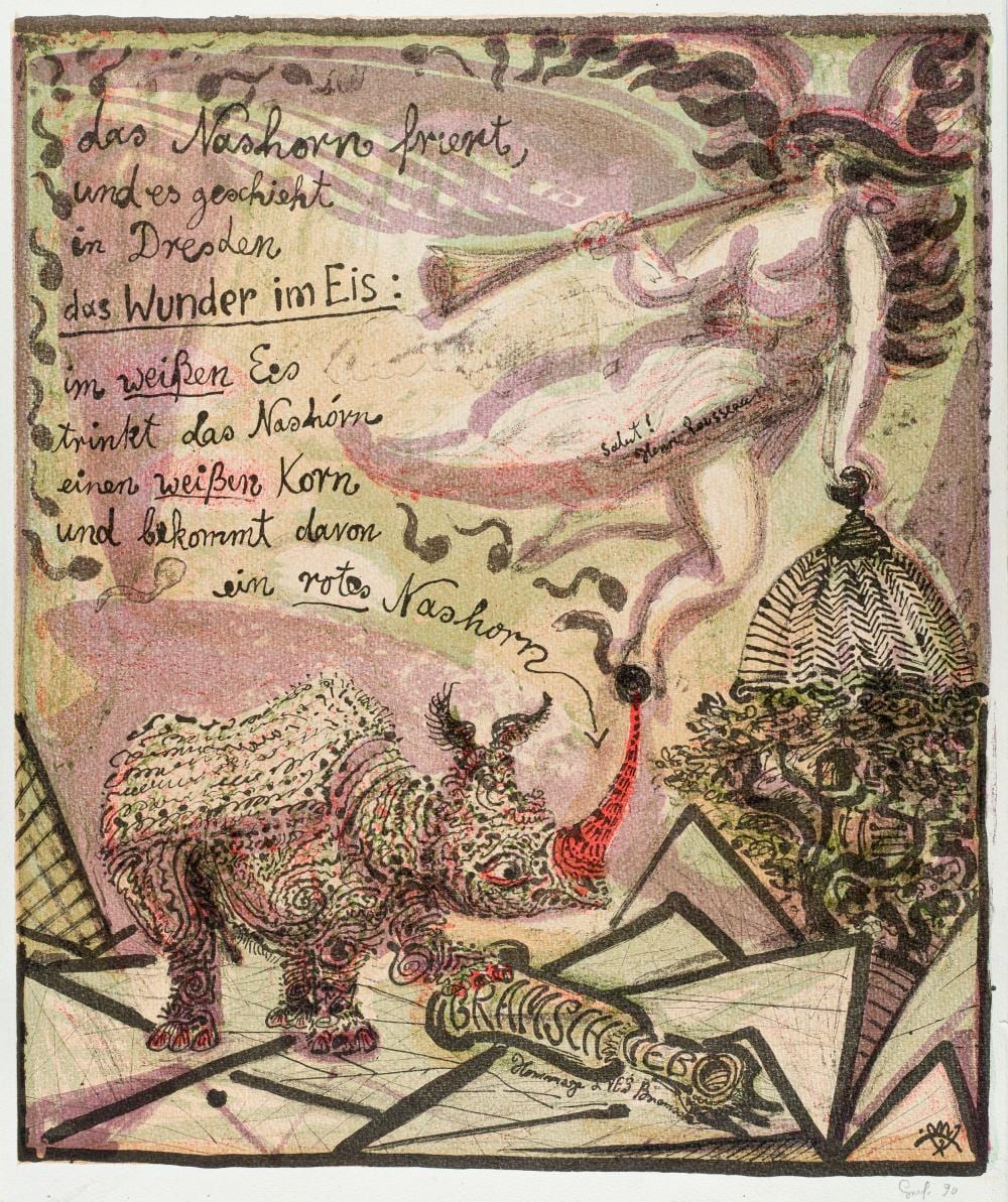 Peter Graf comparable auction result: peter graf das nashorn friert im schlaf bewacht 1990 wohl 1990er 2000 s