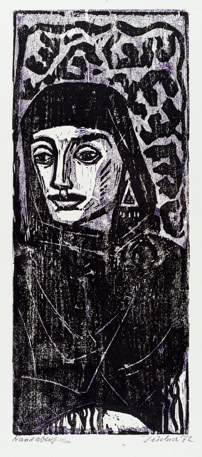 Hans Jüchser comparable auction result: hans j chser helga mit schwarzem tuch 1972