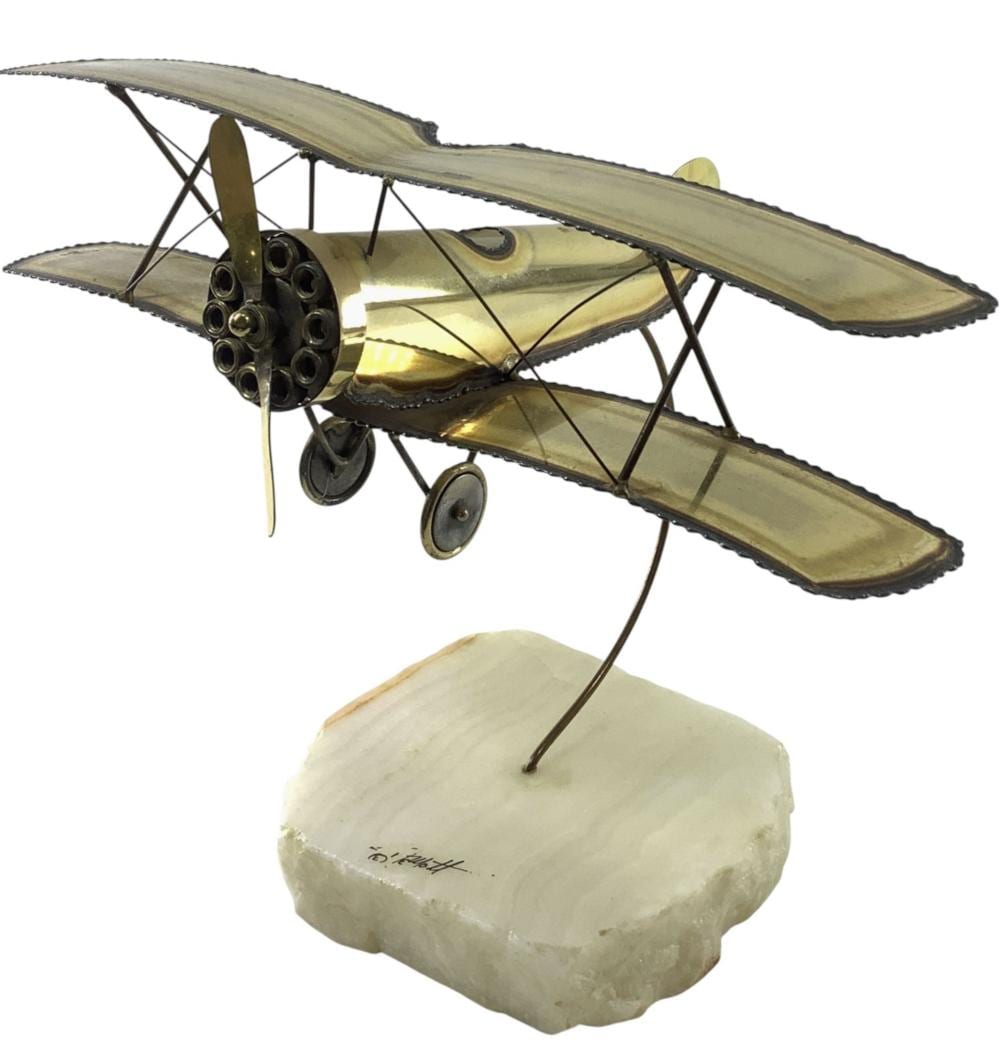 don demott signed brass airplane on marble · EJ'S Auction & Appraisal · 2026-02-14 Don DeMott comparable auction result: don demott signed brass airplane on marble