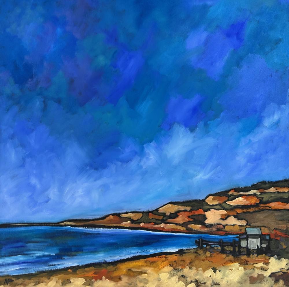 Michael McGuire comparable auction result: michael mcguire 1953 lone shack 3 2015 oil on canvas 30 x 30 32 x 32 framed
